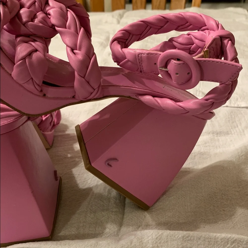 Circus By Sam Edelman Braided Platform Block Heel Sandals Pink Size 7.5 & 8 NEW
